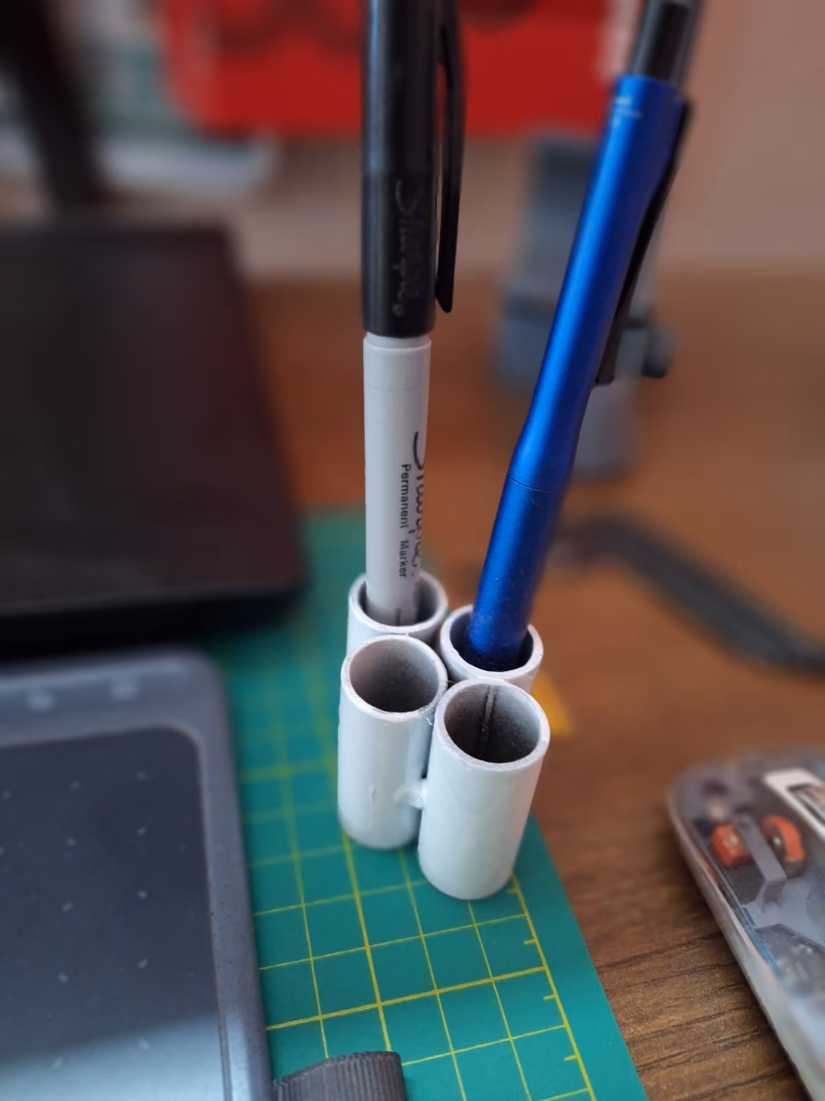 Prototype 01 - steel tube organizer holding pens